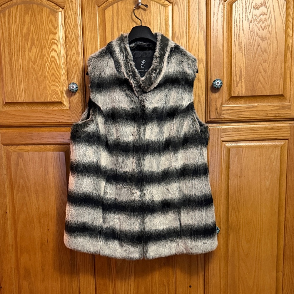 Striped Faux Fur Vest